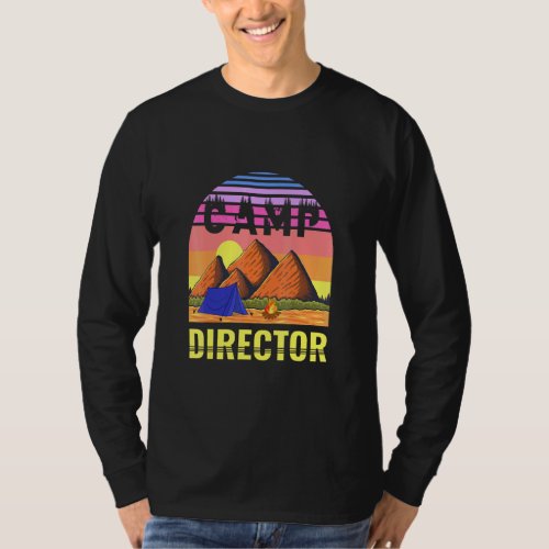 Camp Director Sunset Summer Camping Campground Lea T_Shirt