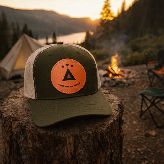 Camp Dream Repeat Starry Tent Leather Patch Hat