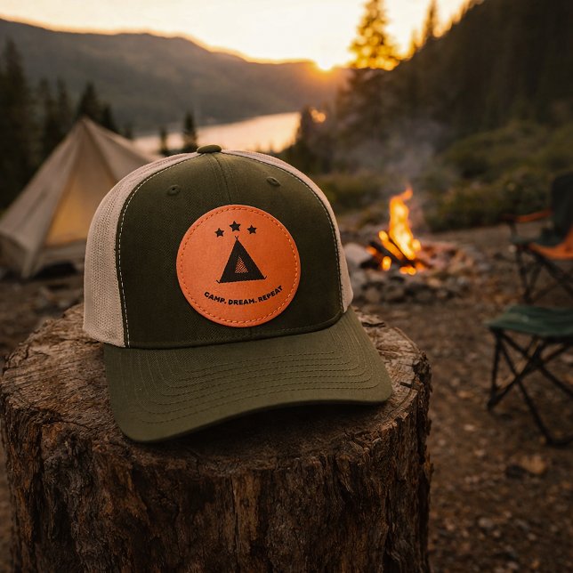 Camp Dream Repeat Starry Tent Leather Patch Hat (Creator Uploaded)