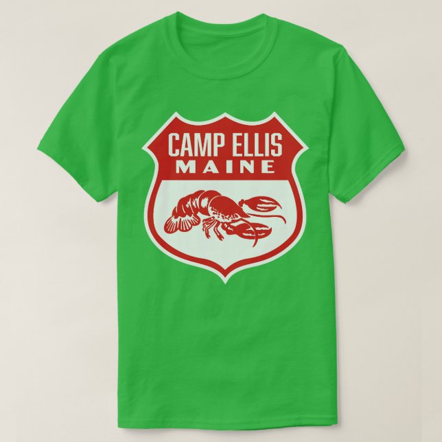 Camp Ellis Maine Retro  Shield Red T-Shirt (Design Front)