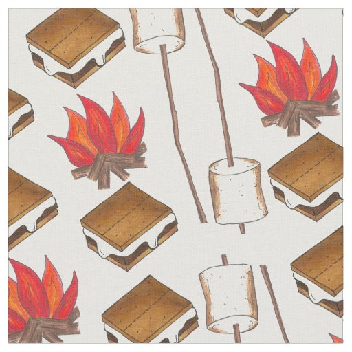 Camp Fire Camping Marshmallow S'mores Camp Fabric