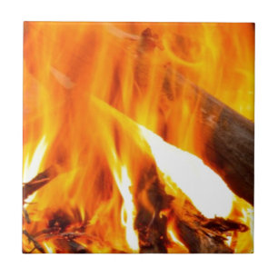 Camp Fire Hot With Wood Ceramic Tile