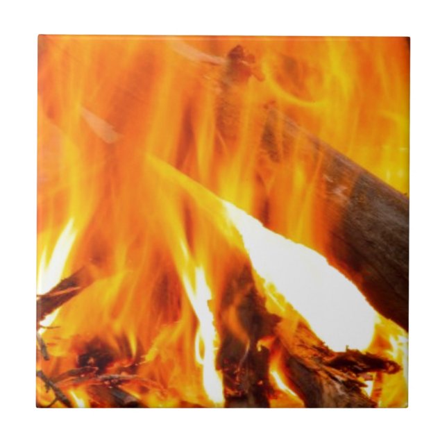 Camp Fire Hot With Wood Ceramic Tile (Front)