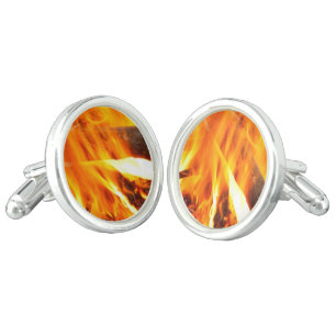 Camp Fire Hot With Wood Cuff Links