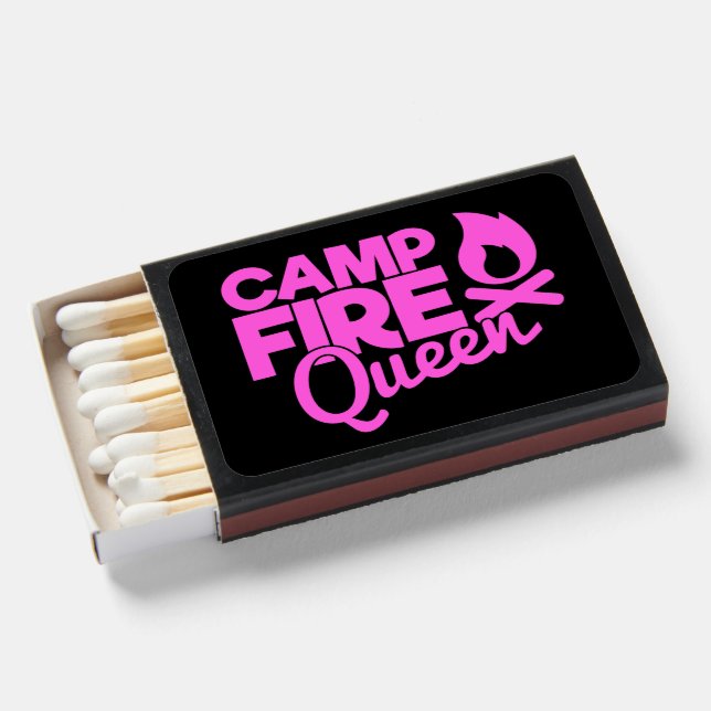Camp Fire Queen Funny Camping Pink Matchboxes (Front Open)