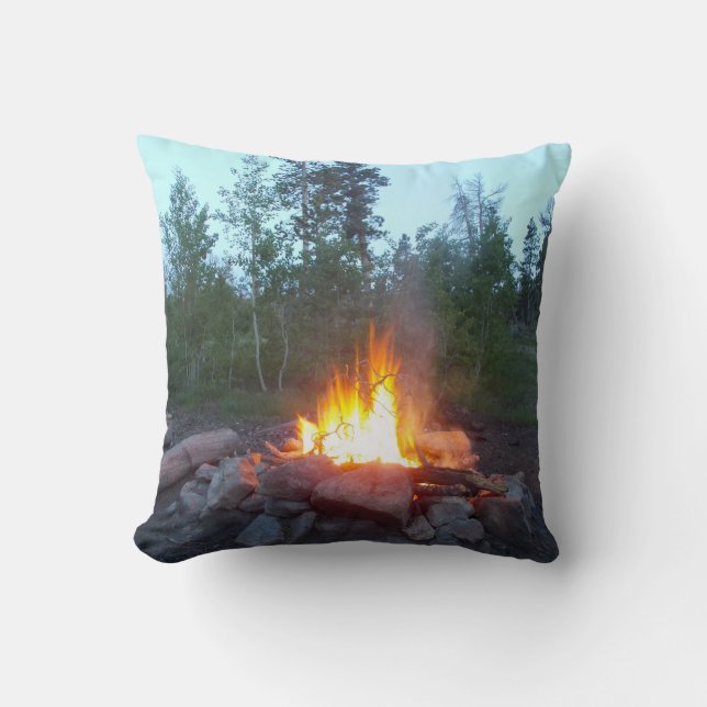 Camp Fire Throw Pillow (Front)