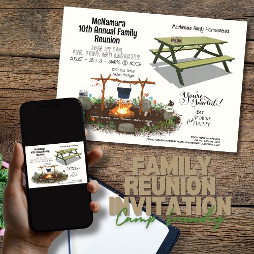 Camp Friendly Family Reunion Invitation 