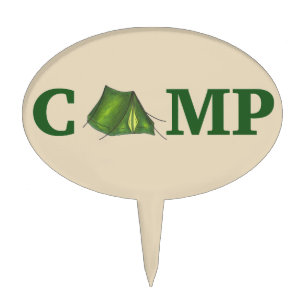 CAMP Green Tent Camping Equipment Hiking Outdoors Cake Topper