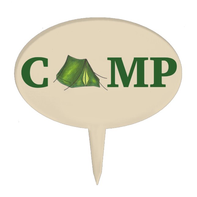 CAMP Green Tent Camping Equipment Hiking Outdoors Cake Topper (Front)