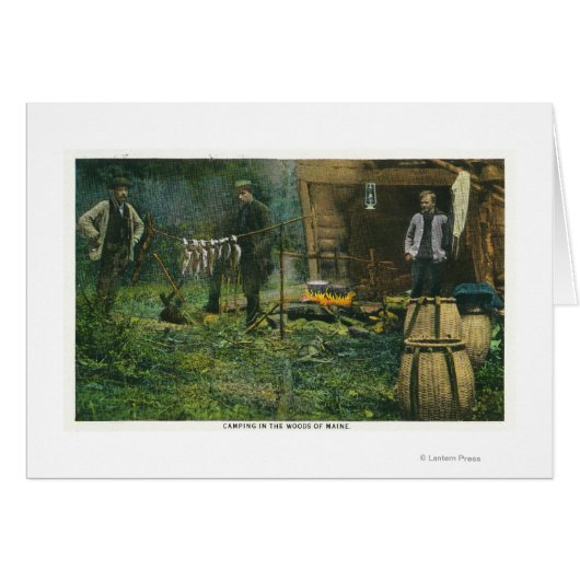 Camp Ground Scene of Men Camping in Maine Cards (Front Horizontal)