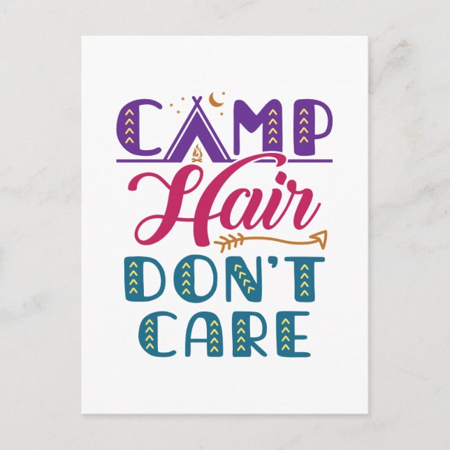 Camp Hair Don't Care Camper Camping Glamper Postcard (Front)