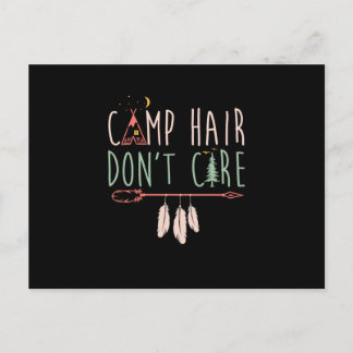 Camp Hair Don't Care Funny Camping Outdoor Camper. Announcement Postcard