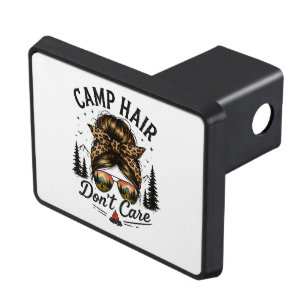Camp Hair Don't Care Messy Bun Funny Hitch Cover