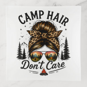 Camp Hair Don't Care Messy Bun Funny Trinket Tray