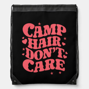 Camp Hair Don't Care Summer Camping Girls Groovy Drawstring Bag