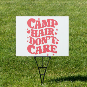 Camp Hair Don't Care Summer Camping Girls Groovy Sign