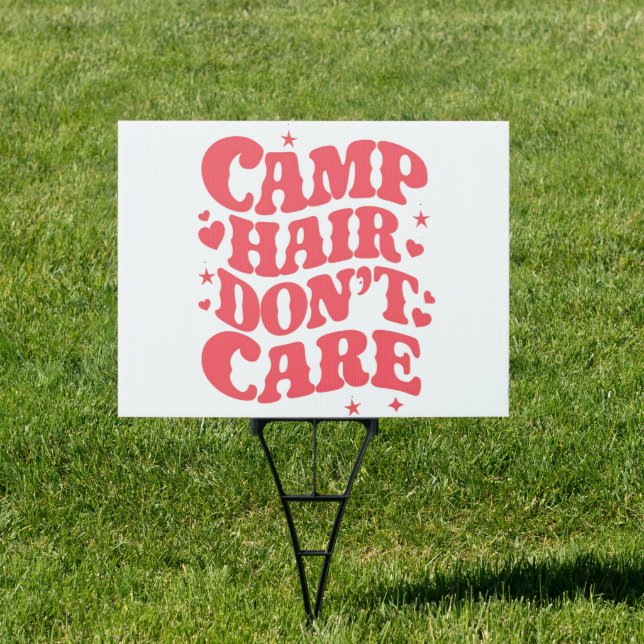 Camp Hair Don't Care Summer Camping Girls Groovy Sign (Insitu)