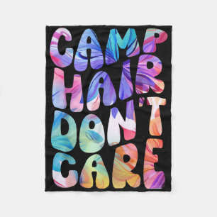 Camp Hair Dont Care Summer Camping Shirt For Girls Fleece Blanket
