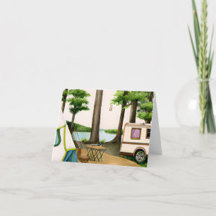 Camp is a symbol of summer in many countries aroun letterpress thank you card