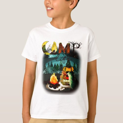 Camp Life _ Camping Nature Hiking Fire Backpack T_Shirt
