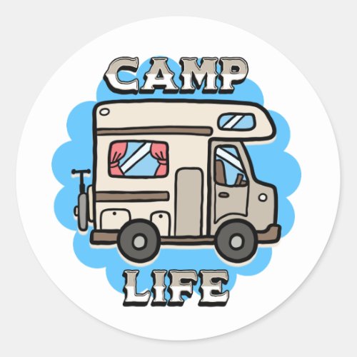 Camp Life  Retro Camper Classic Round Sticker