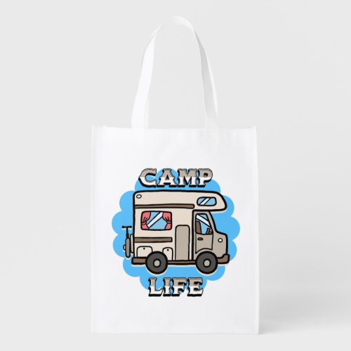 Camp Life  Retro Camper Personalized Grocery Bag