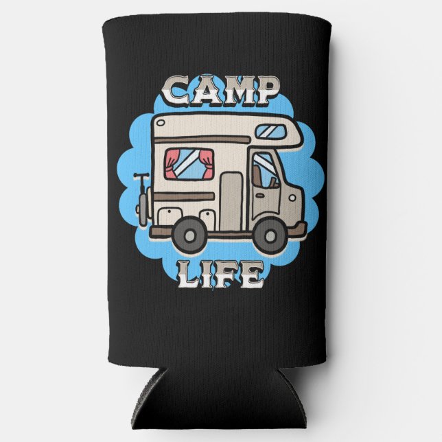 Camp Life | Retro Camper Personalized Seltzer Can Cooler (Front)
