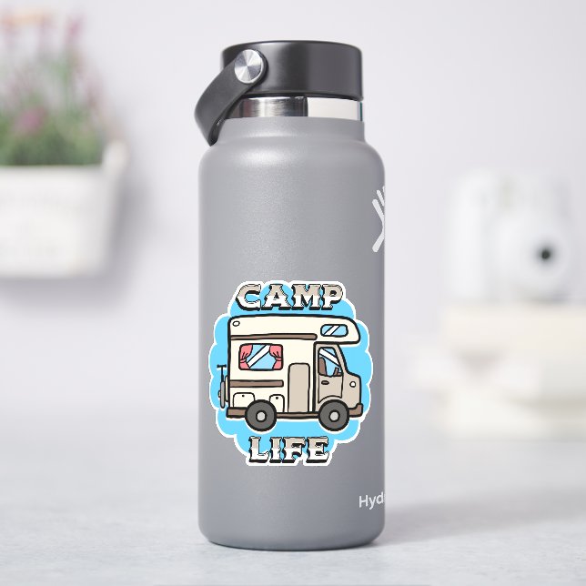 Camp Life | Retro Camper Sticker (HydroFlask)