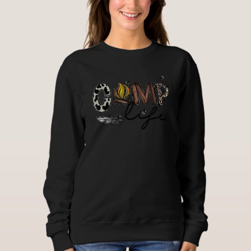 Camp Life With Cam Fire Leopard Cow Camping Sweatshirt