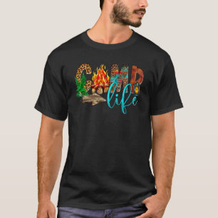 Camp Life With Cam-fire Leopard Cow Camping T-Shirt