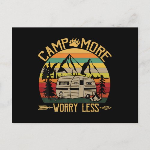 Camp More Worry Less Camping Adventure Campfire Announcement Postcard