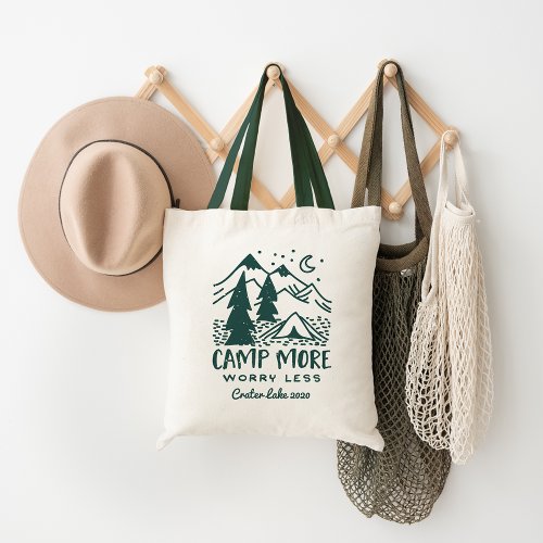 Camp More Worry Less  Custom Camping Tote Bag