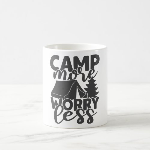 Camp More Worry Less Funny Saying Tent Campers Coffee Mug