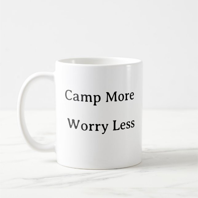 Camp More Worry Less Mug – Peaceful Outdoor Gift (Left)