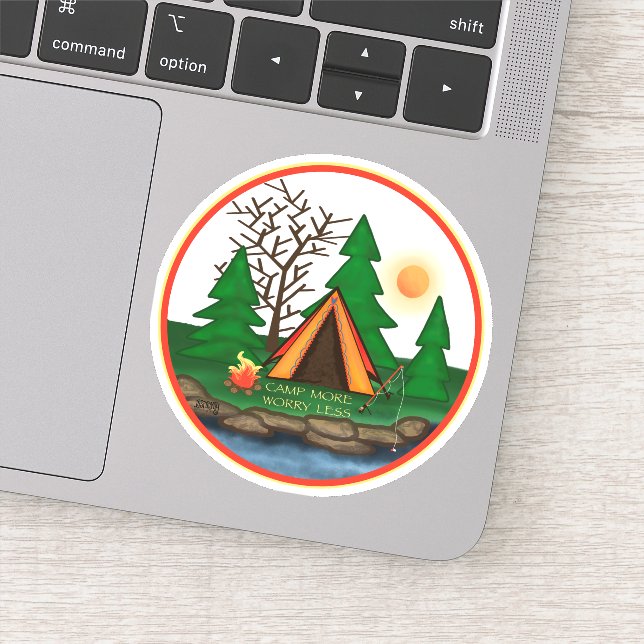 Camp More Worry Less Tent Inspirivity Outdoors Sticker (Detail)