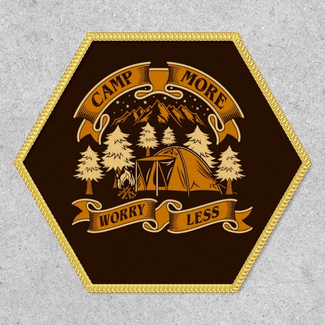Camp More Worry Less Tent Wilderness Camping Outdo Patch (Front)