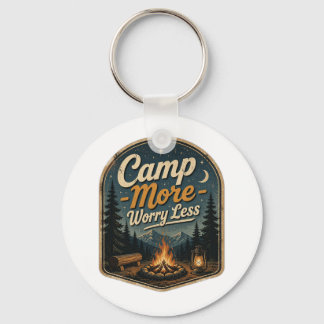 Camp More, Worry Less – Vintage Camping Adventure Keychain