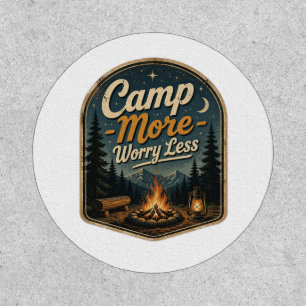 Camp More, Worry Less – Vintage Camping Adventure Patch