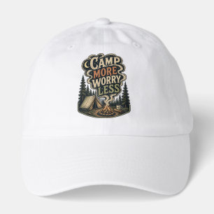 Camp More Worry Less Vintage Camping Design DESCR Hat