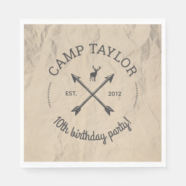 Camp Name Logo Birthday Party Napkins (Front)