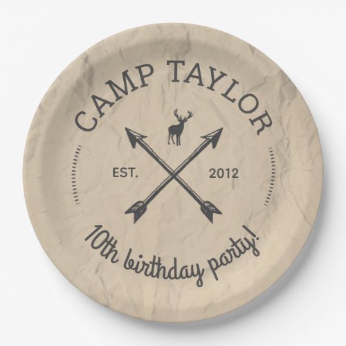 Camp Name Logo Birthday Party Paper Plates