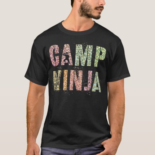 CAMP NINJA Leopard Print Summer Staff Counselor Te T_Shirt