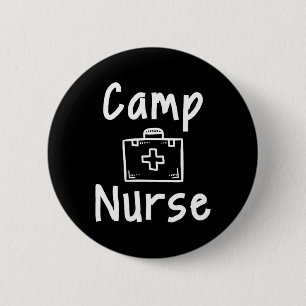 Camp Nurse First Aid Kit Silhouette Art Button