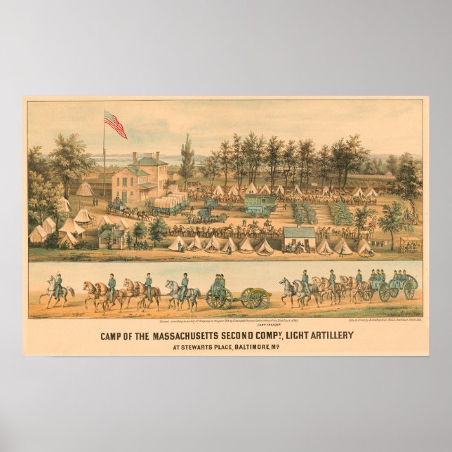 Camp of the Massachusetts Second Company 1861 Poster (Front)