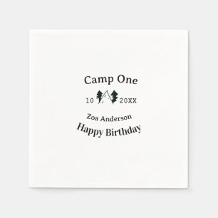 Camp one happy birthday name date campingadventure napkins