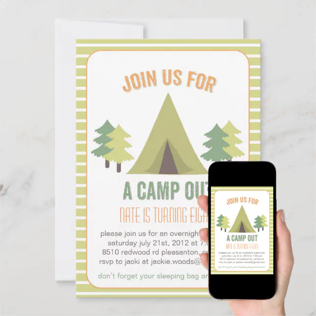 Camp Out. Birthday Invitation 