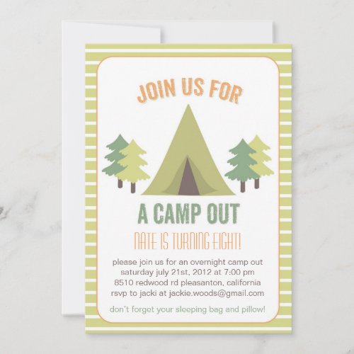 Camp Out Birthday Invitation