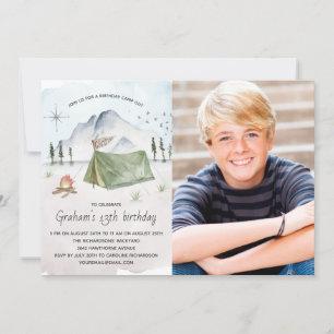 Camp Out Birthday Party Photo Invitation