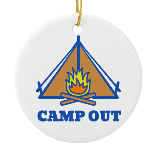 Camp out ceramic ornament