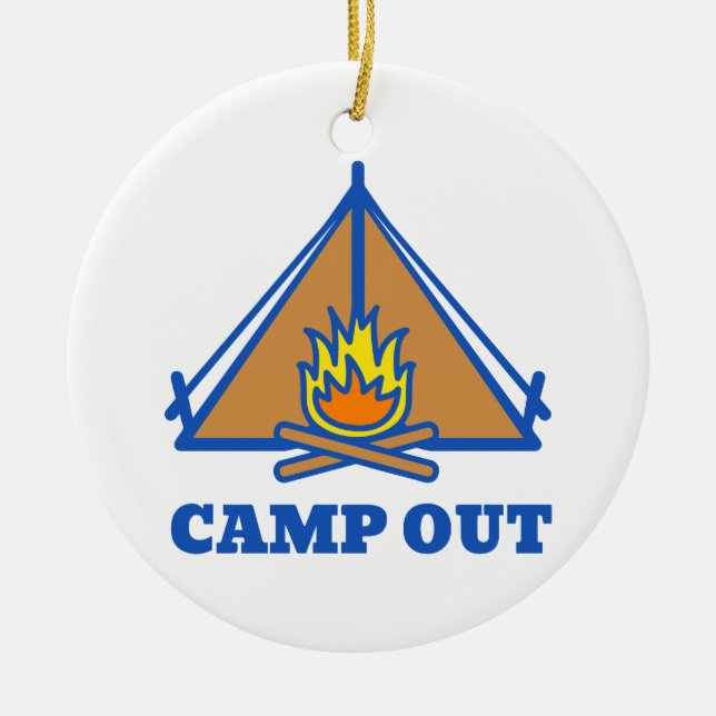 Camp out ceramic ornament (Front)